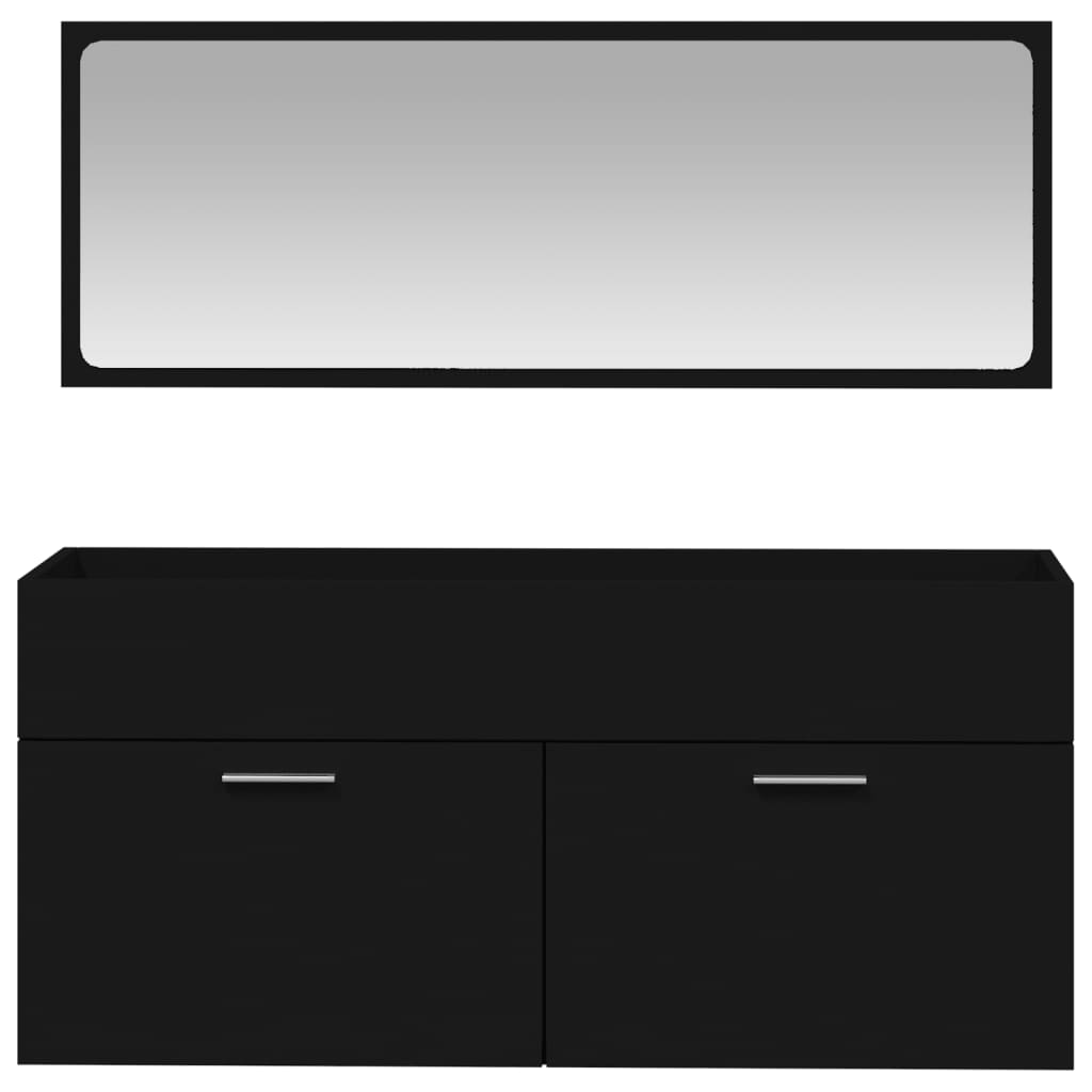 vidaXL Szafka łazienkowa z lustrem, czarna, materiał drewnopochodny