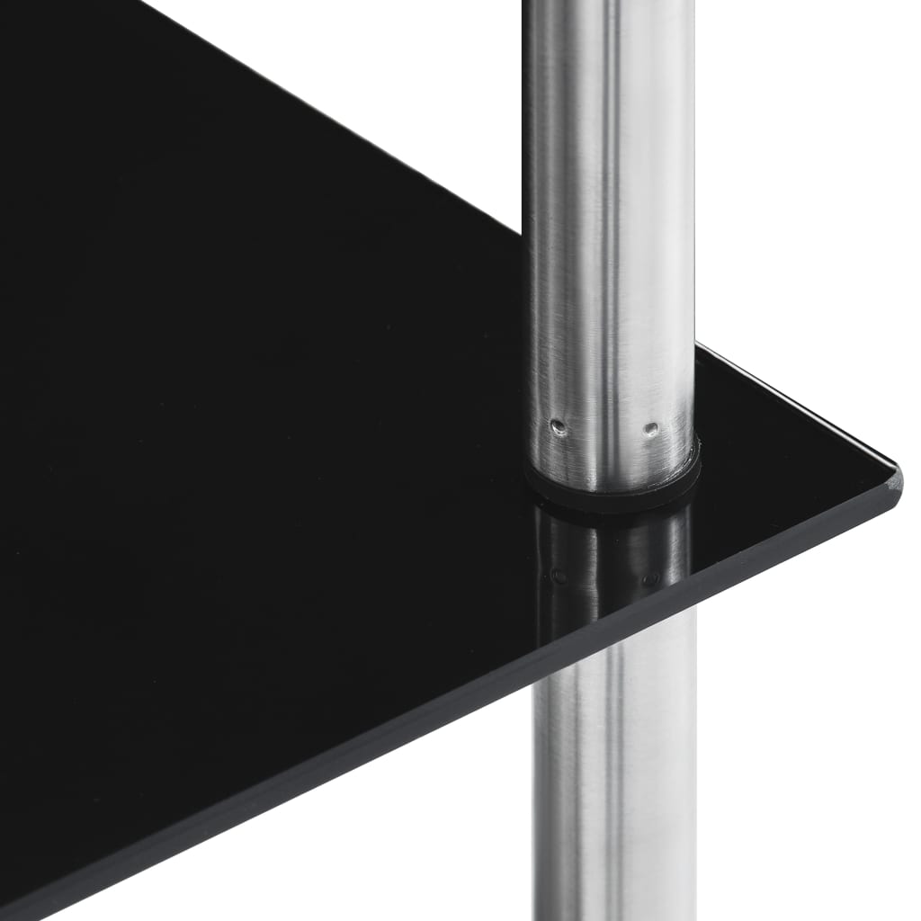 vidaXL 5-poziomowy regał, czarny, 40x40x130 cm, szkło hartowane