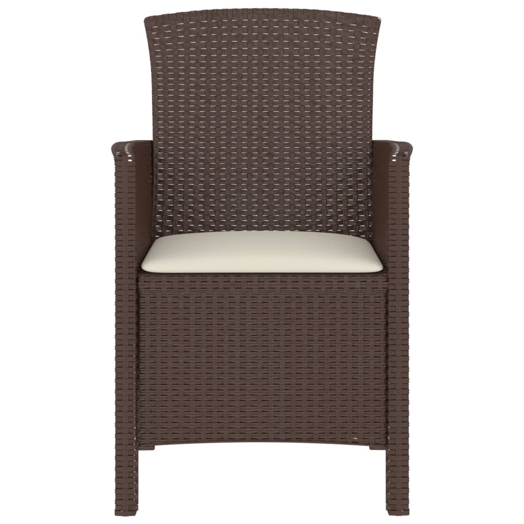 vidaXL Krzesło ogrodowe z poduszką, rattan PP, brązowy