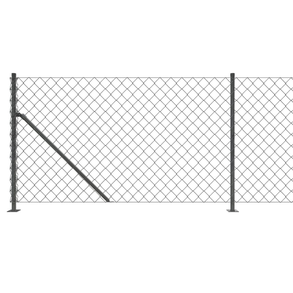 vidaXL Ogrodzenie z siatki, ze stopami słupków, antracytowe, 0,8x10 m