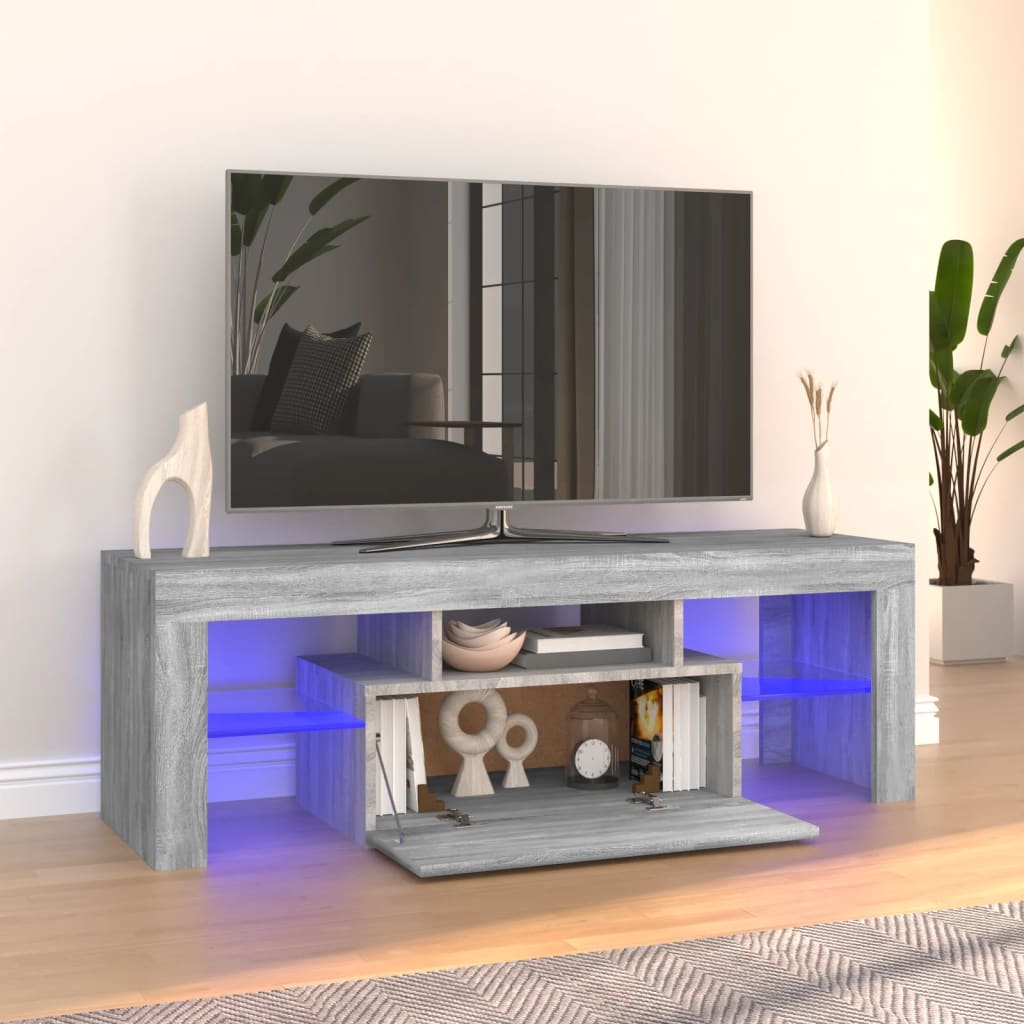 vidaXL Szafka pod TV z LED, szary dąb sonoma, 120x35x40 cm