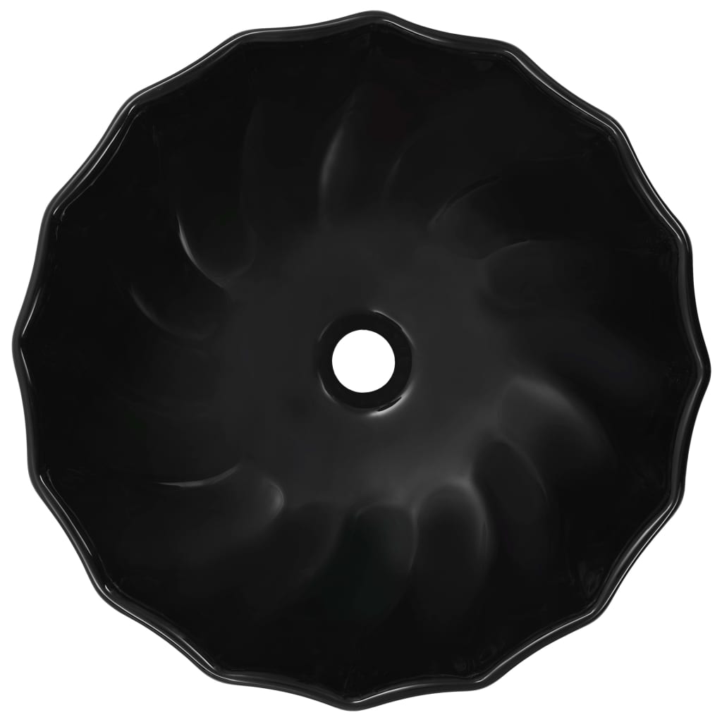 vidaXL Umywalka, 46 x 17 cm, ceramiczna, czarna