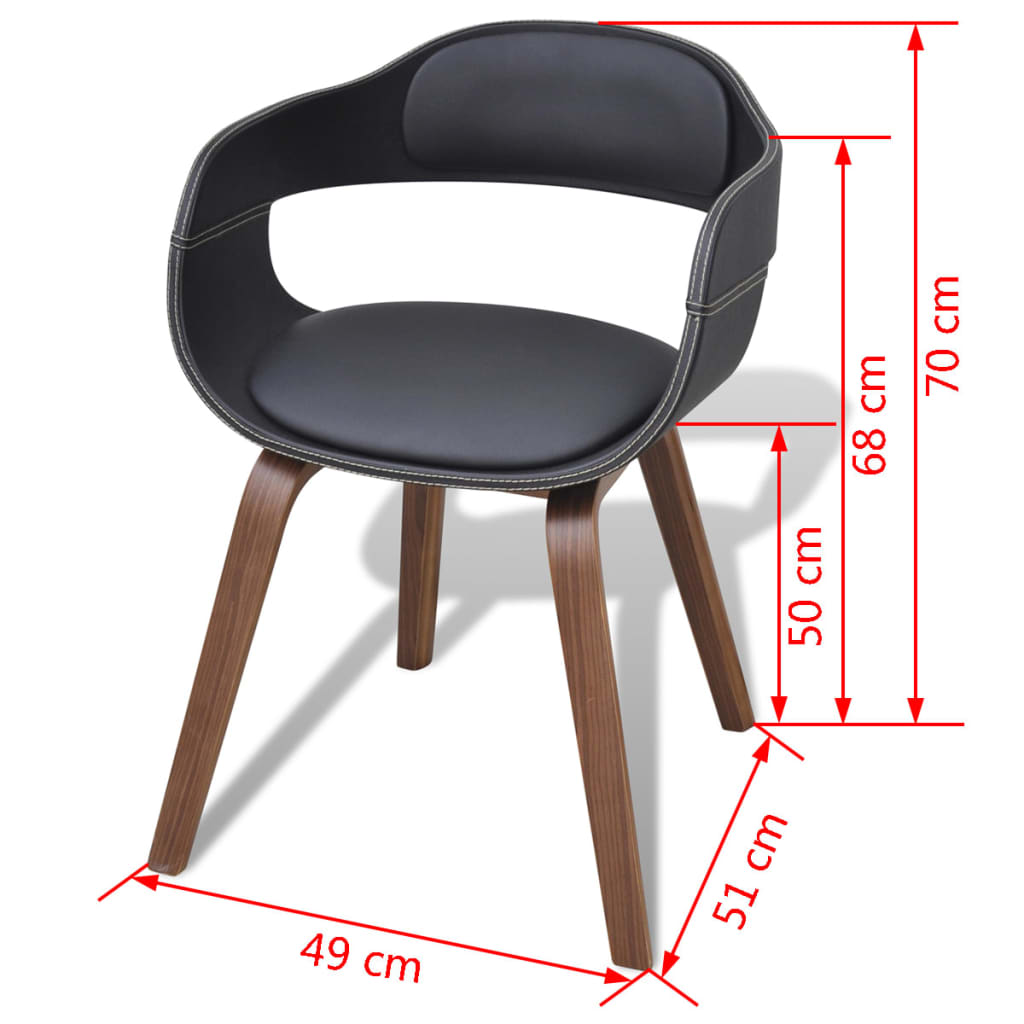 vidaXL Krzesła stołowe, 6 szt., czarne, gięte drewno i sztuczna skóra