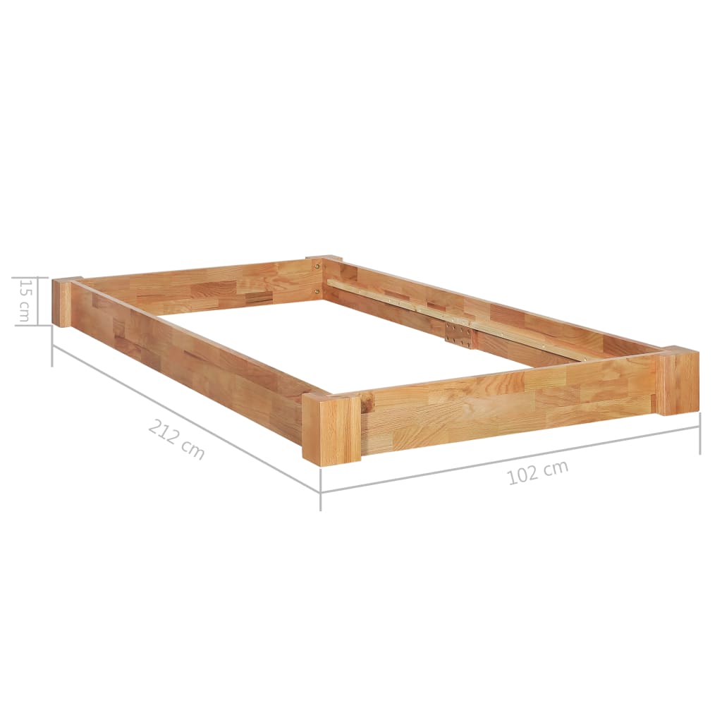 vidaXL Rama łóżka z litego drewna dębowego, 90 x 200 cm