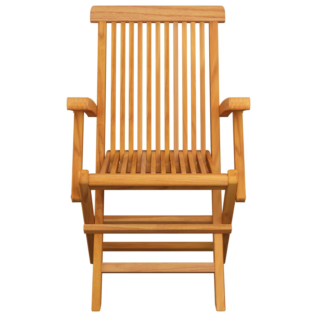 vidaXL Krzesła ogrodowe z czerwonymi poduszkami, 3 szt., drewno tekowe