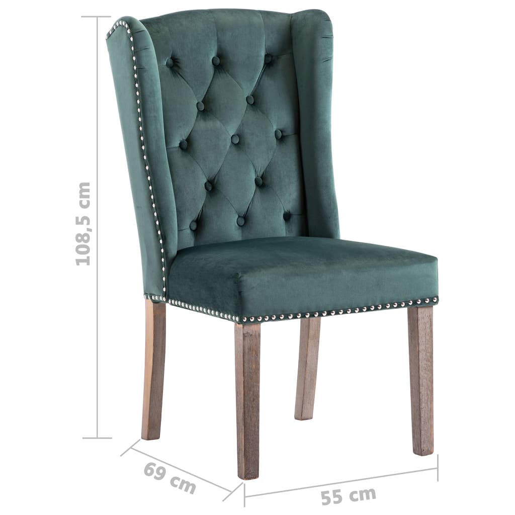 vidaXL Krzesła stołowe, 2 szt., ciemnozielone, aksamitne