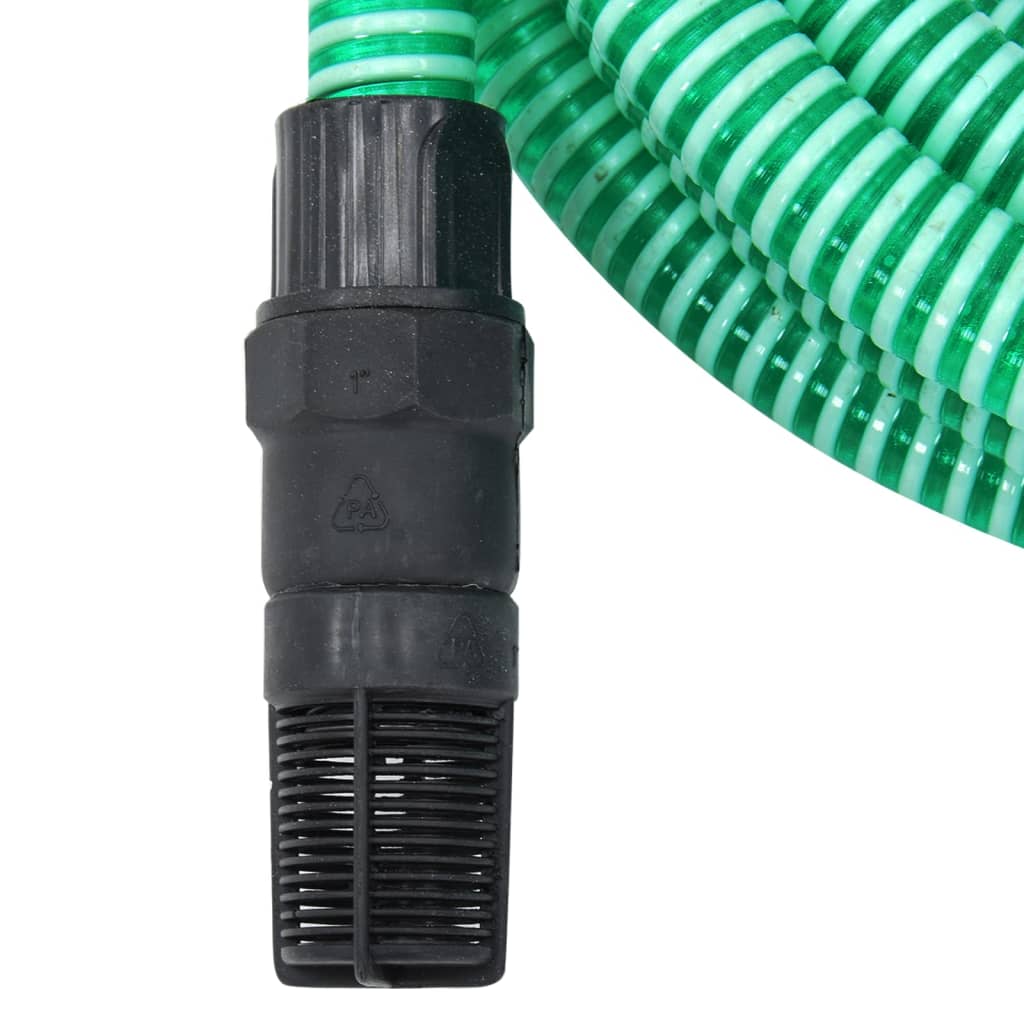 vidaXL Wąż ssący z mosiężnymi złączami, zielony, 1" 10 m, PVC