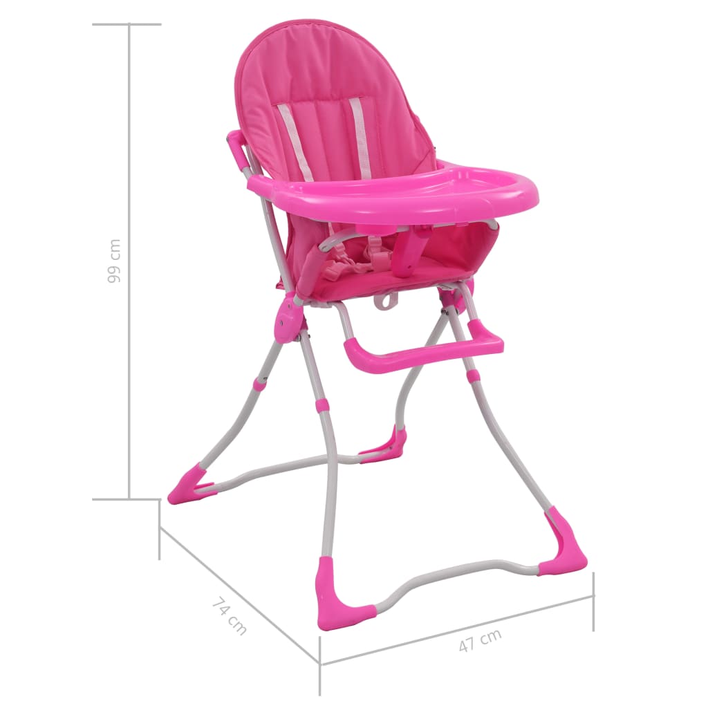 vidaXL Krzesełko do karmienia dzieci, różowo-białe