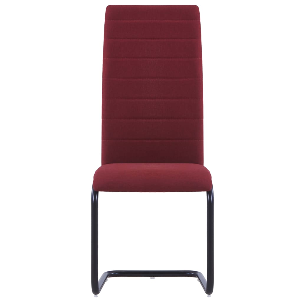 vidaXL Krzesła stołowe, wspornikowe, 2 szt., czerwone wino, tkanina
