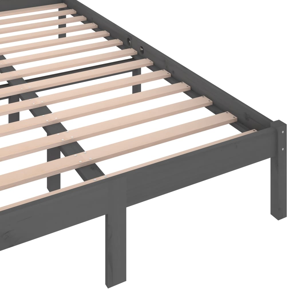 vidaXL Rama łóżka, lite drewno sosnowe, 120x200 cm, szare