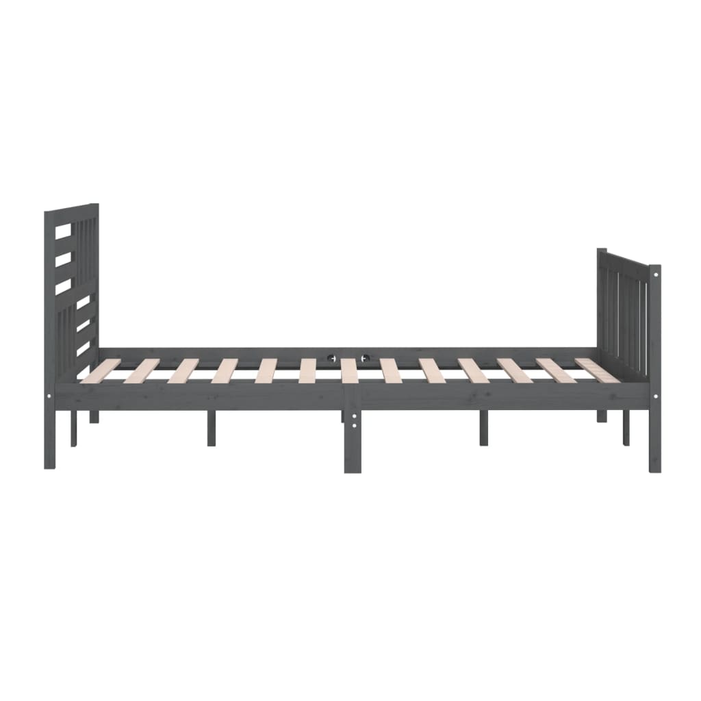 vidaXL Rama łóżka, szara, 180x200 cm, lite drewno