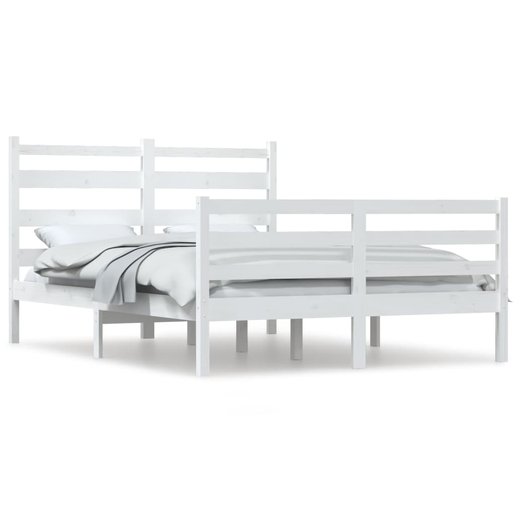 vidaXL Rama łóżka, lite drewno sosnowe, 160 x 200 cm, biała