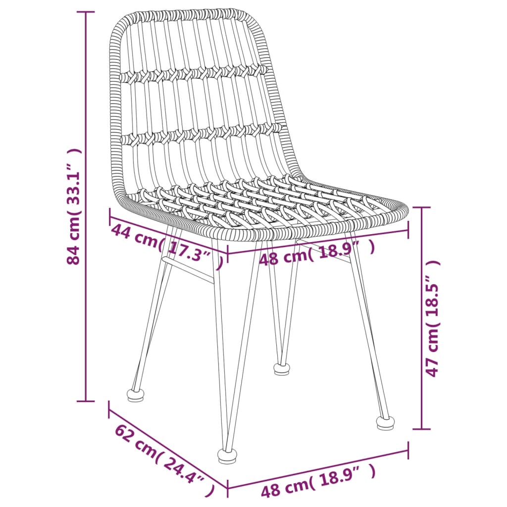 vidaXL Krzesła ogrodowe, 2 szt., czarne, 48x62x84 cm, rattan PE