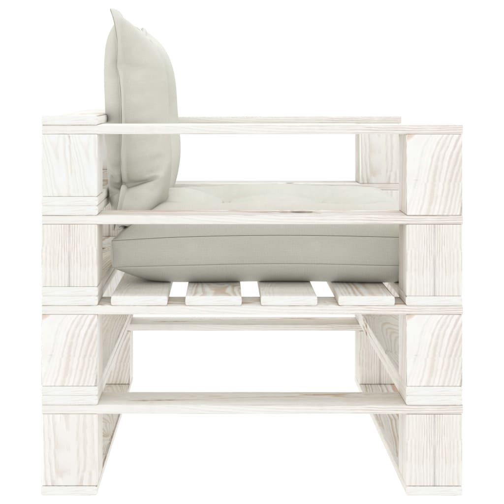 vidaXL Ogrodowe siedzisko z palet, z beżowymi poduszkami, drewniane