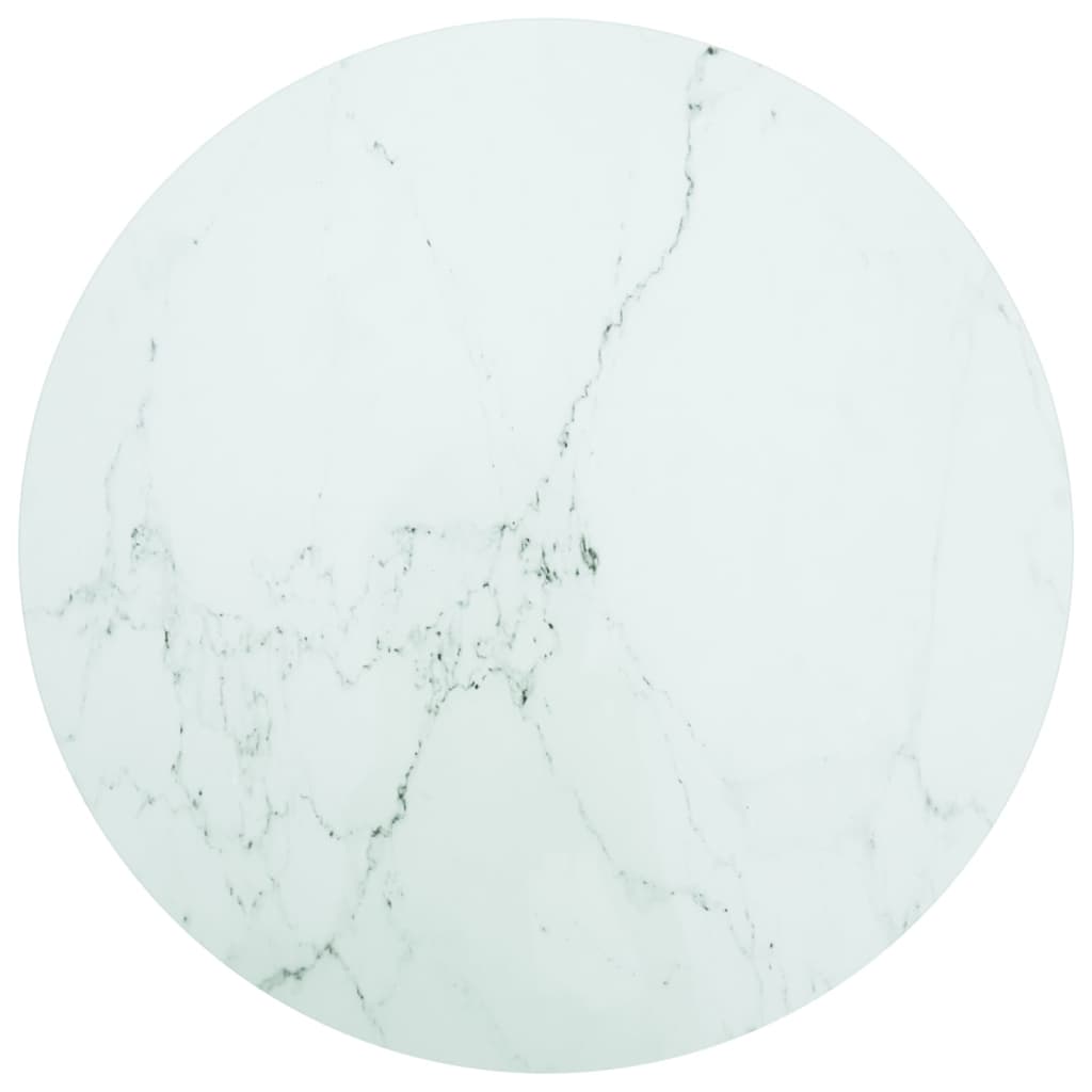 vidaXL Blat stołu, biały, Ø80x1 cm, szkło ze wzorem marmuru