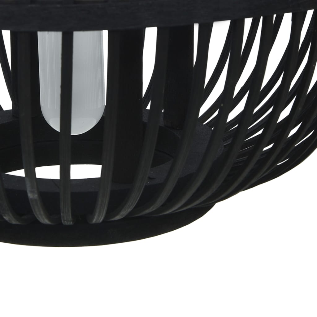 vidaXL Lampa wisząca, czarna, wiklinowa, 40 W, 30x22 cm, kulista, E27