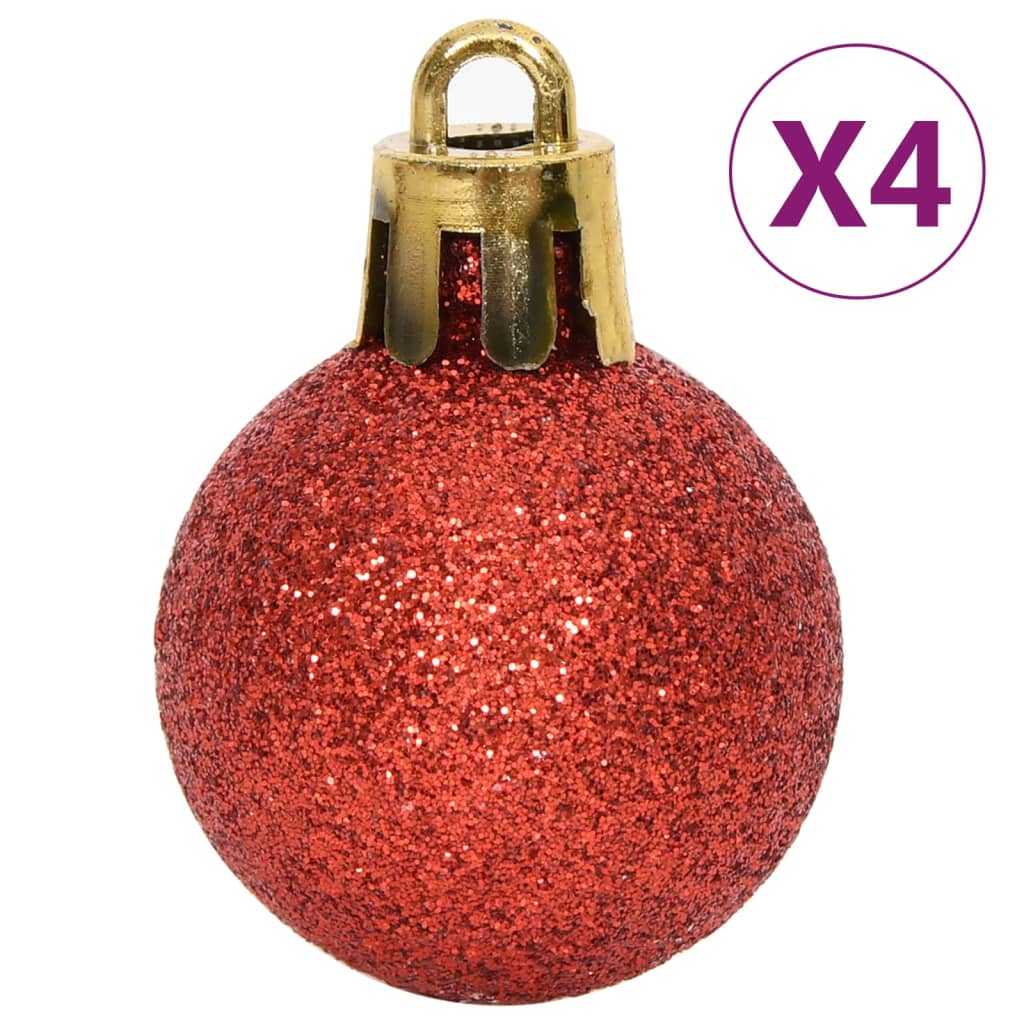 vidaXL 64-cz. zestaw ozdób świątecznych, czerwień i biel