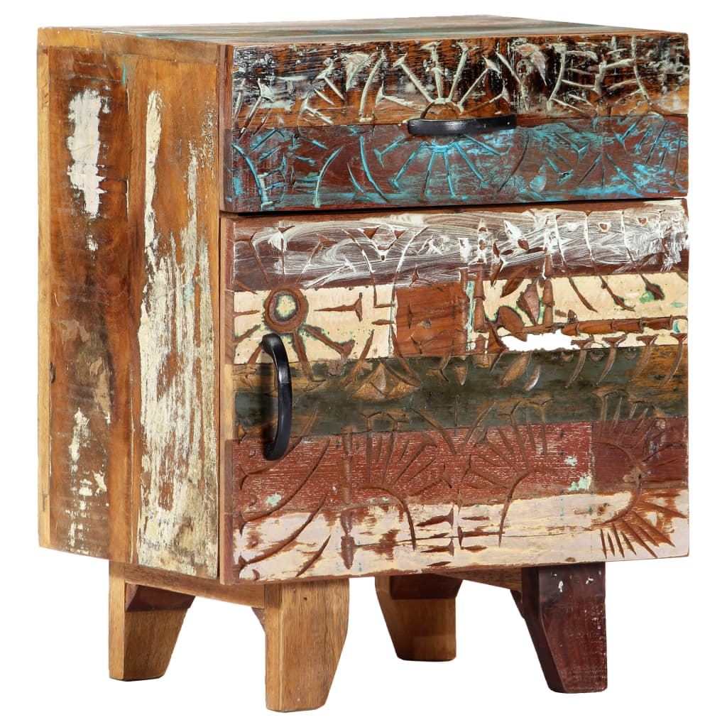 vidaXL Ręcznie rzeźbiona szafka nocna, 40x30x50 cm, drewno odzyskane