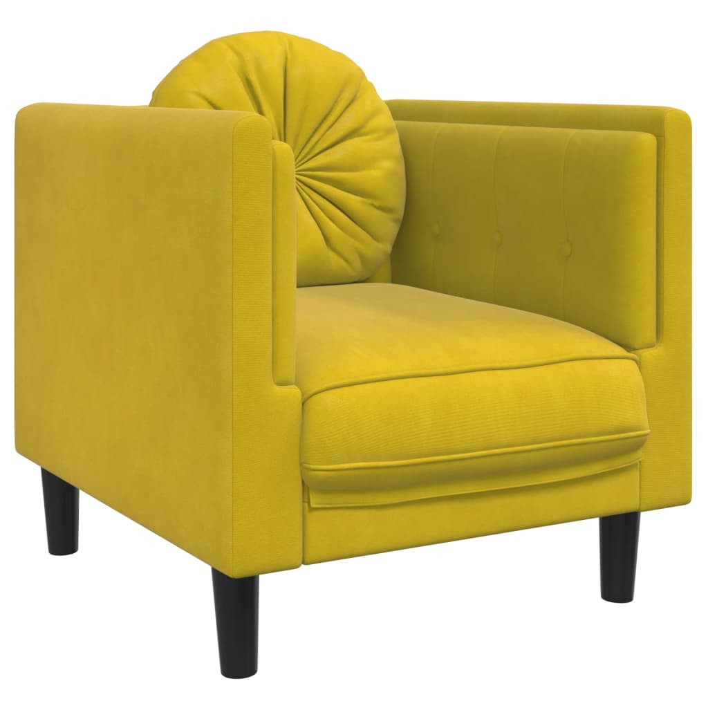 vidaXL Fotel z poduszkami, żółty, aksamit