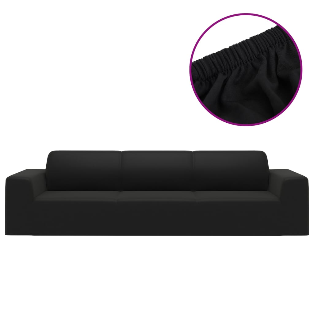 vidaXL Elastyczny pokrowiec na sofę 4-osobową, czarny, dżersejowy