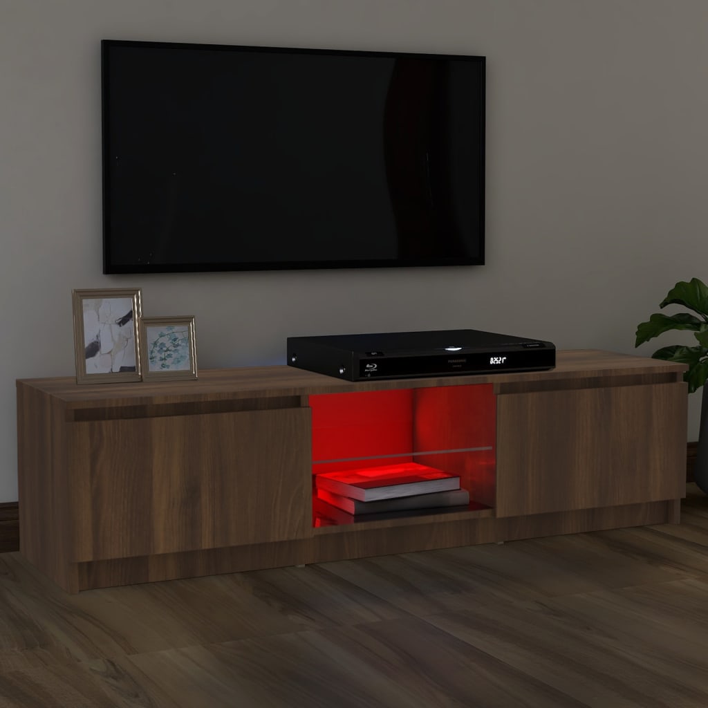 vidaXL Szafka pod TV z LED, brązowy dąb, 120x30x35,5 cm