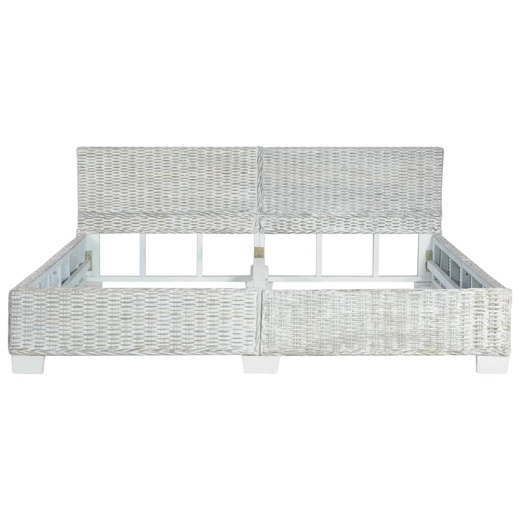 vidaXL Rama łóżka, szara, naturalny rattan, 180 x 200 cm