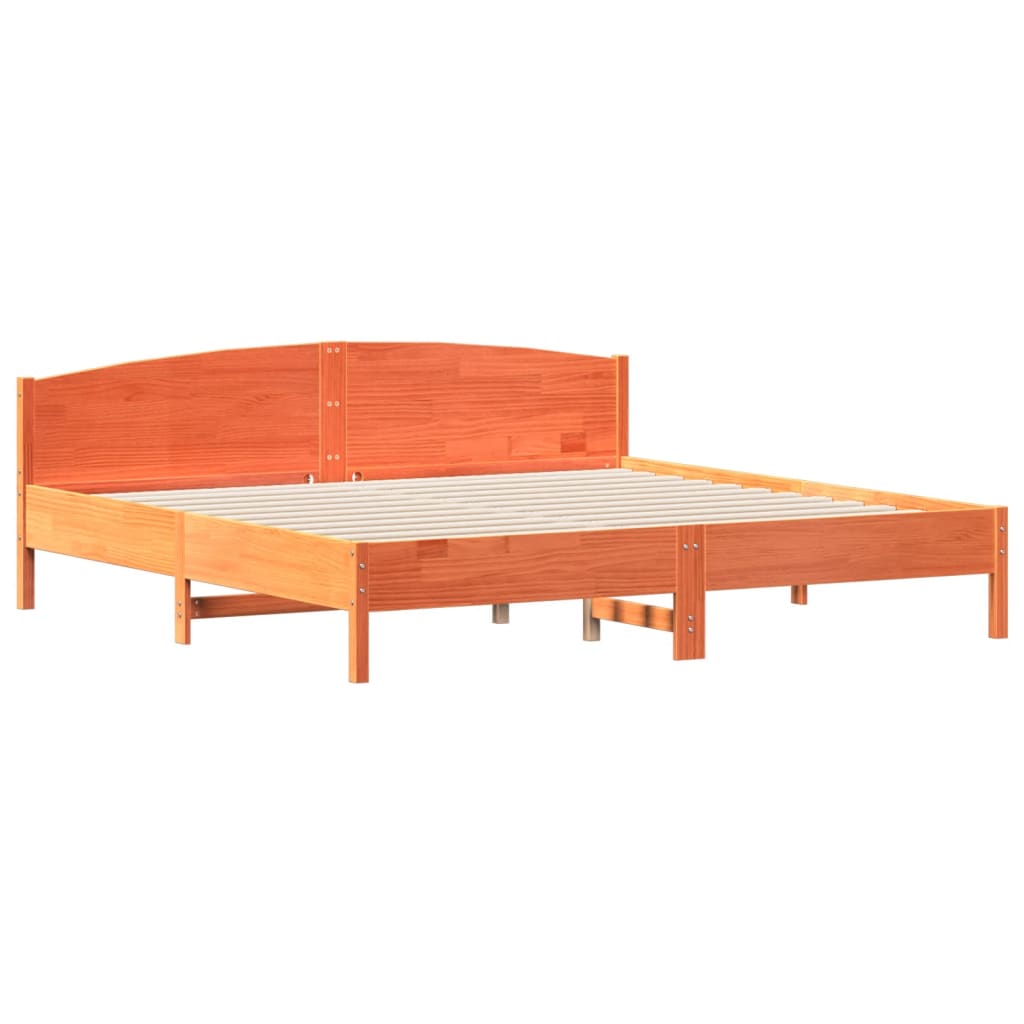 vidaXL Rama łóżka z wezgłowiem, woskowy brąz, 200x200 cm, sosnowa