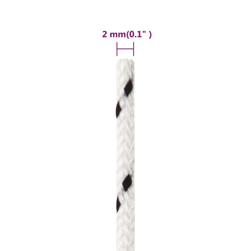 vidaXL Pleciona linka żeglarska, biała, 2 mm x 25 m, poliester