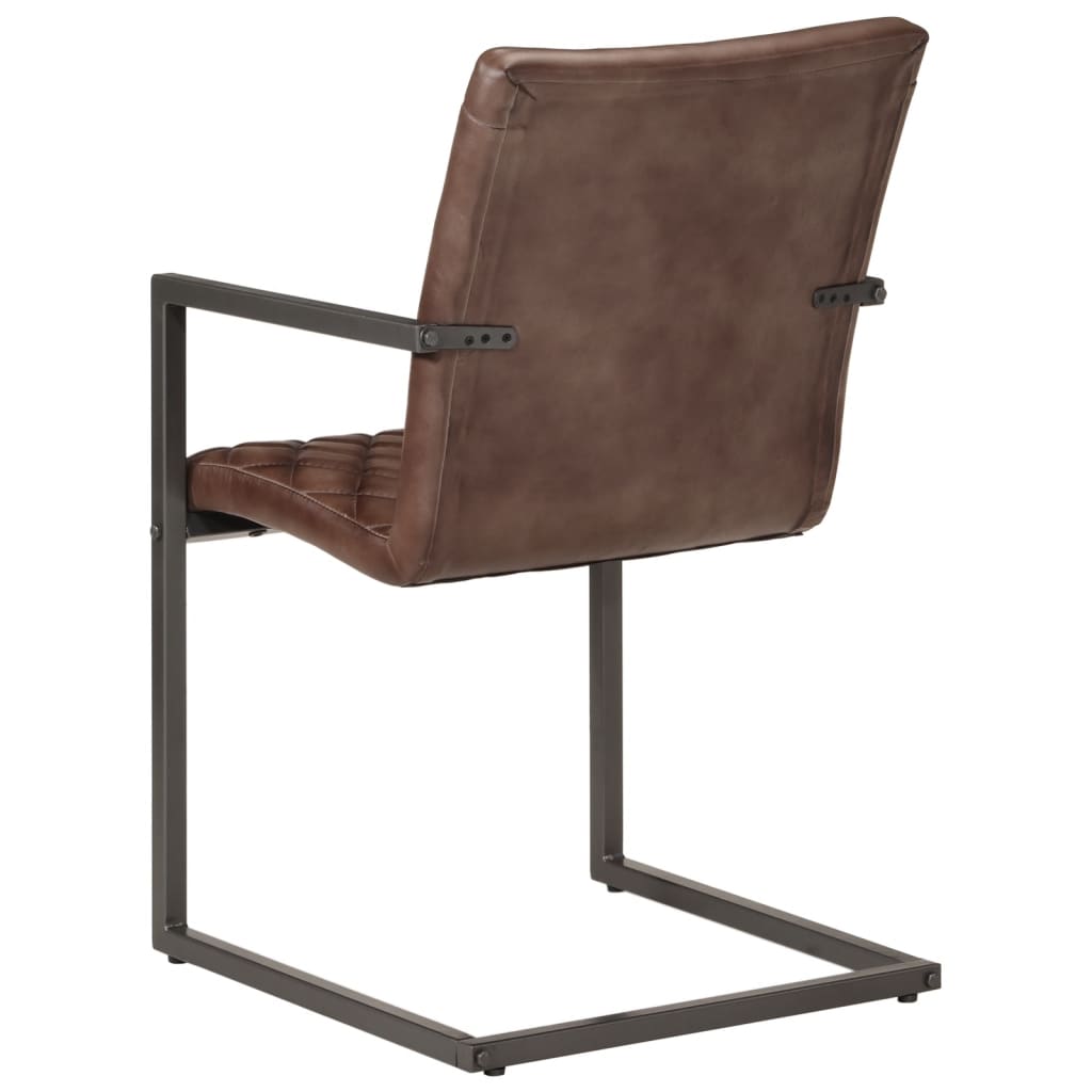 vidaXL Krzesła stołowe, wspornikowe, 2 szt., brązowe, skóra naturalna