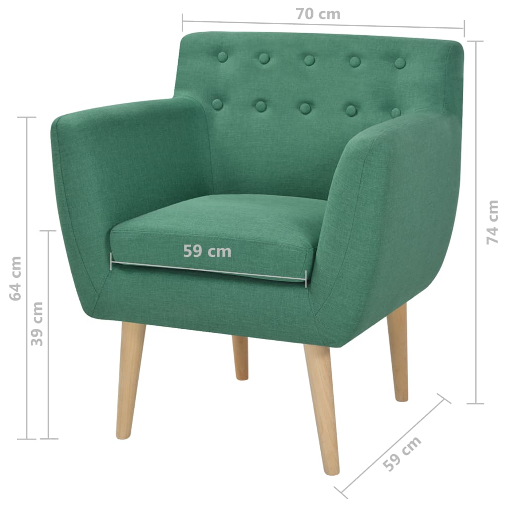 vidaXL Fotel, zielony, tkanina