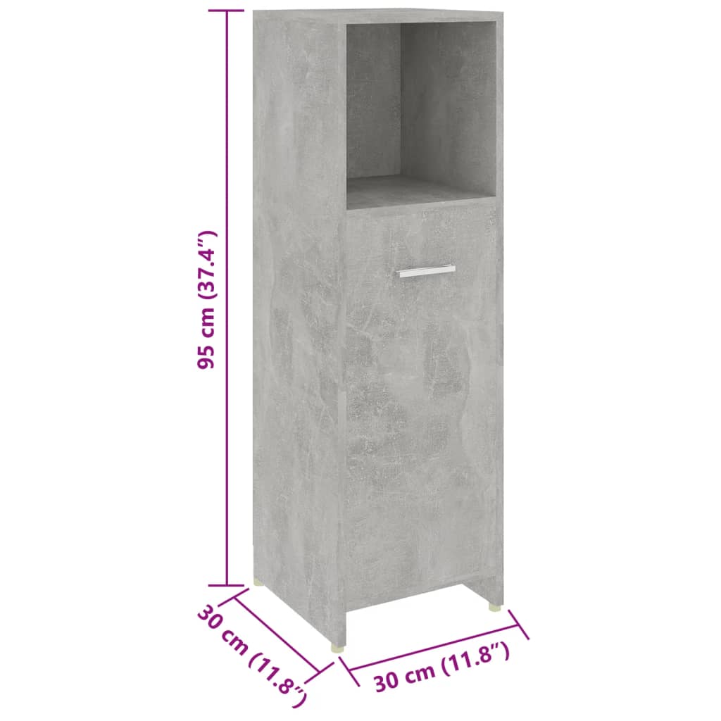 vidaXL 3-częściowy zestaw mebli łazienkowych, szarość betonu, płyta
