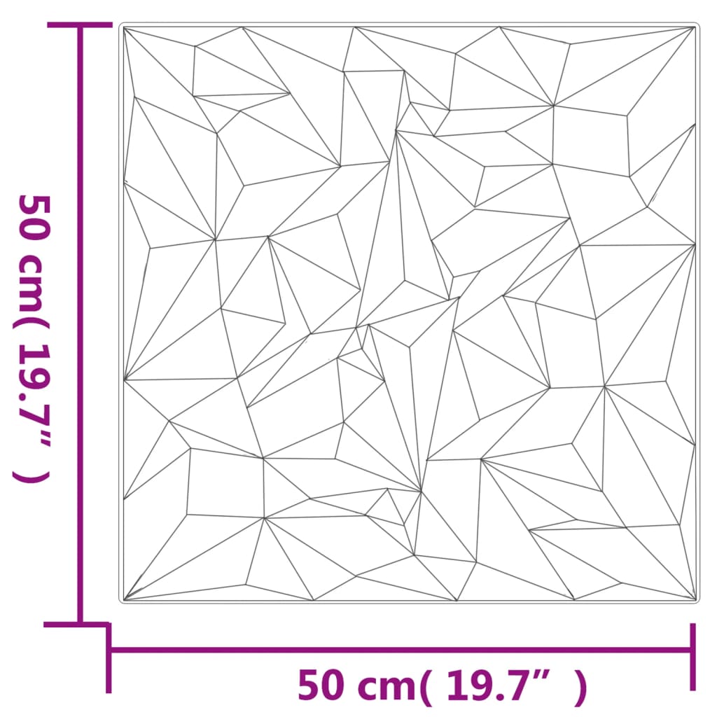 vidaXL Panele ścienne, 12 szt., czarne, 50x50 cm, XPS, 3 m², ametyst
