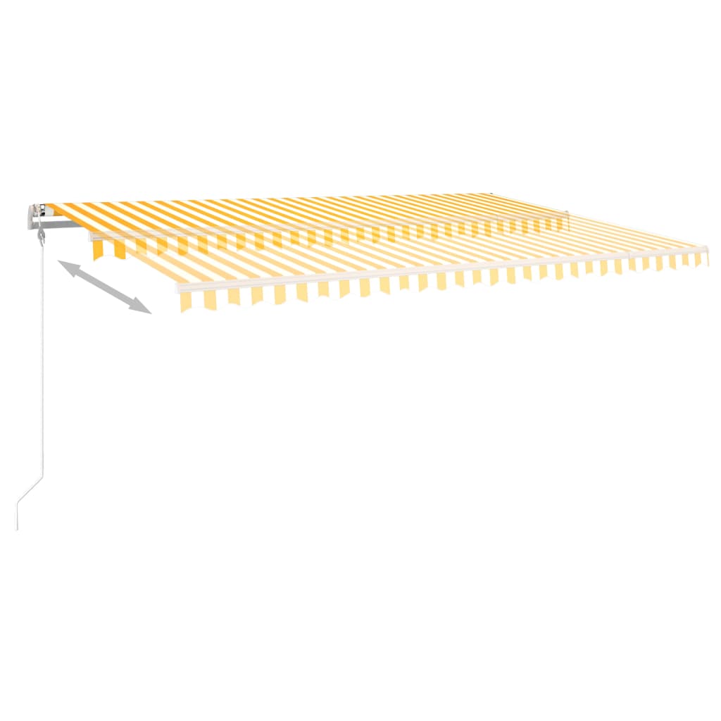 vidaXL Ręcznie zwijana markiza z LED, 5x3,5 m, żółto-biała