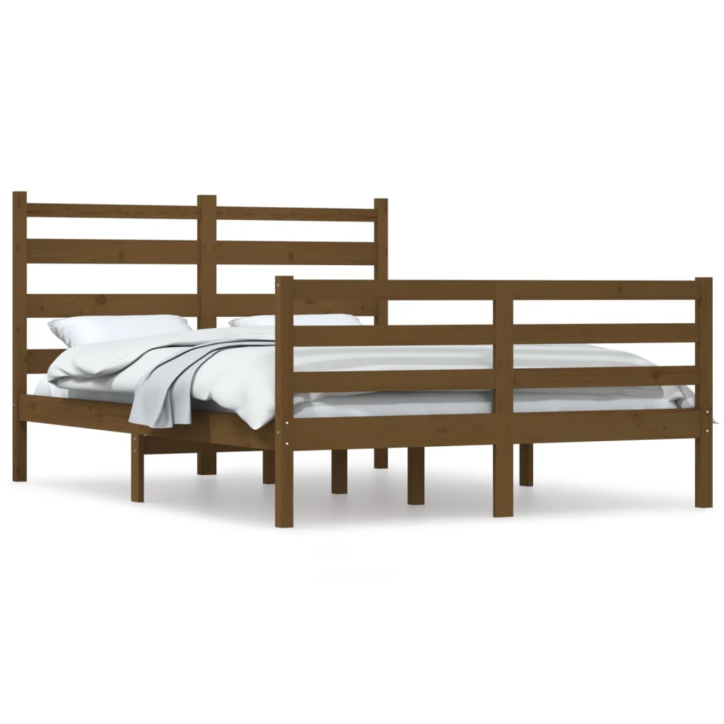 vidaXL Rama łóżka, lite drewno sosnowe, 160 x 200 cm, miodowy brąz