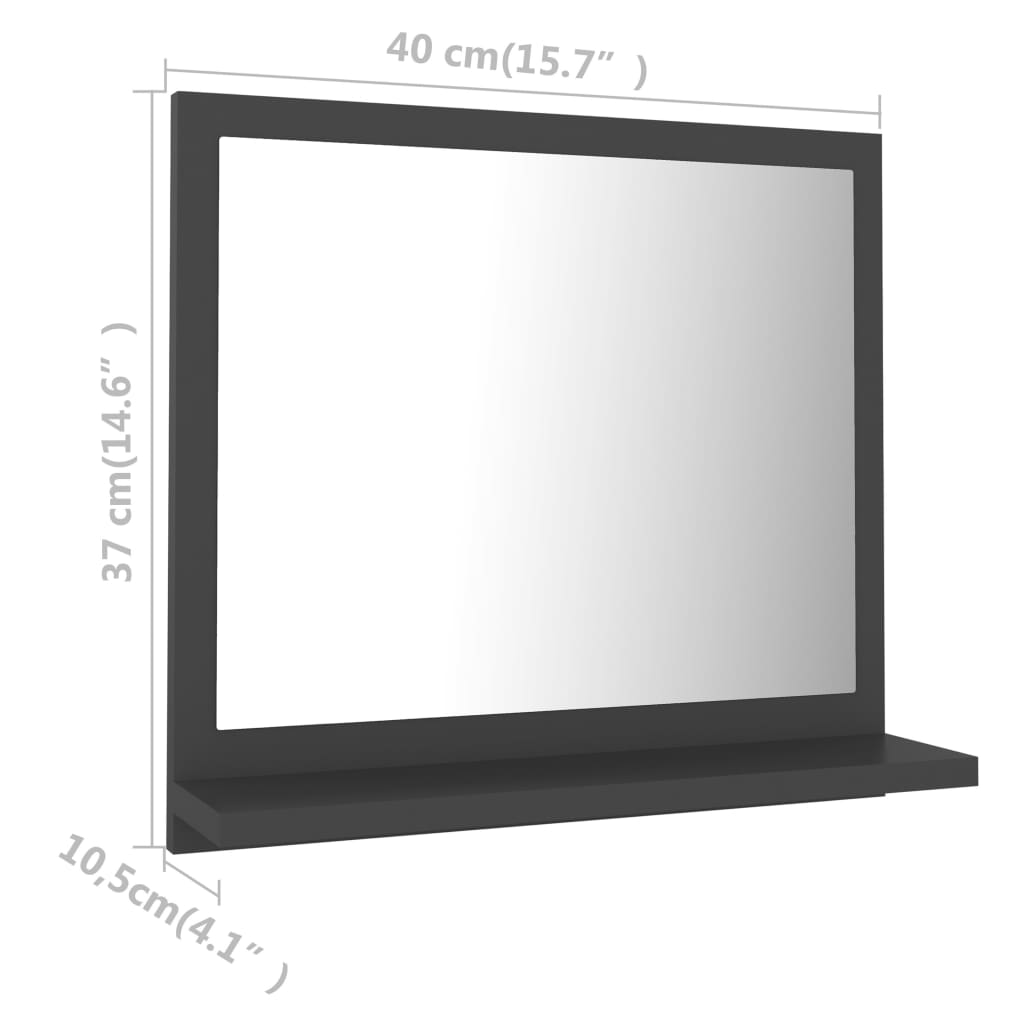 vidaXL Lustro łazienkowe, szare, 40x10,5x37 cm, płyta wiórowa