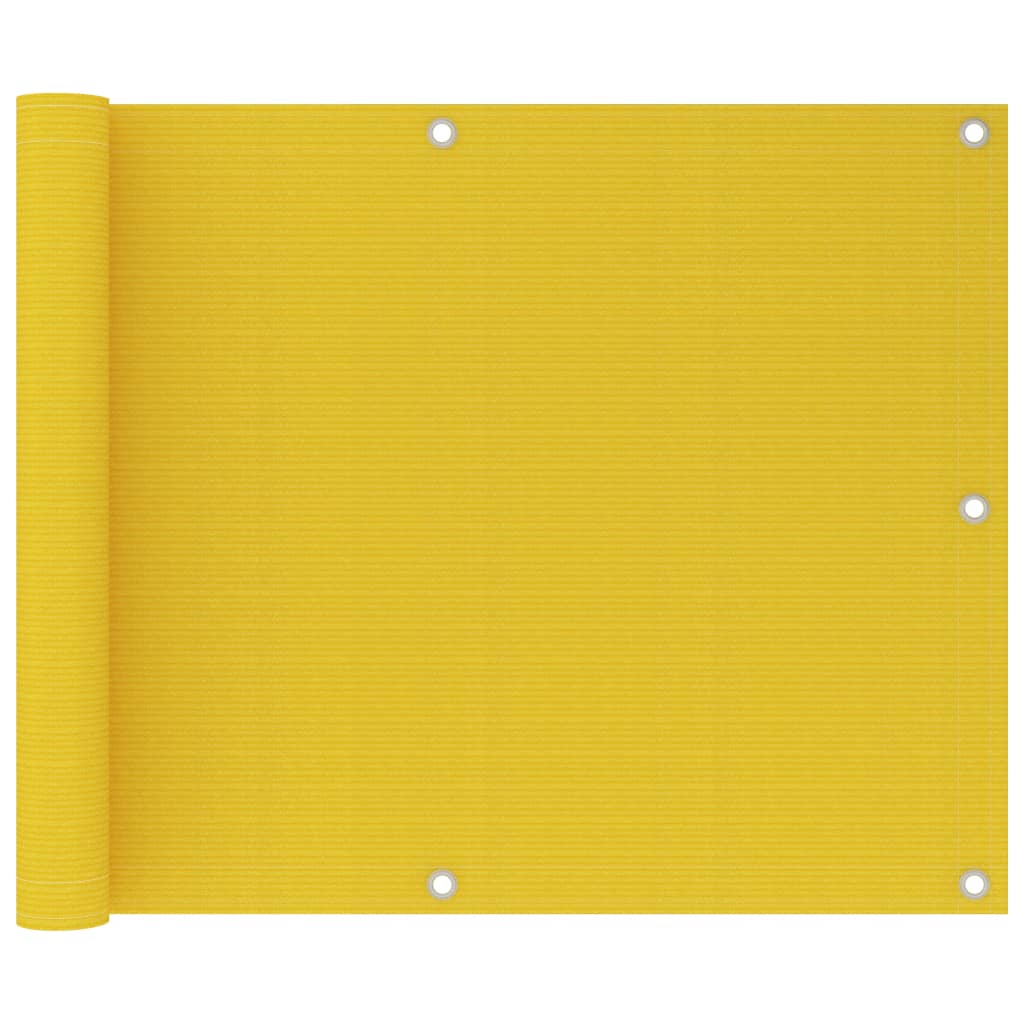 vidaXL Parawan balkonowy, żółty, 75x600 cm, HDPE