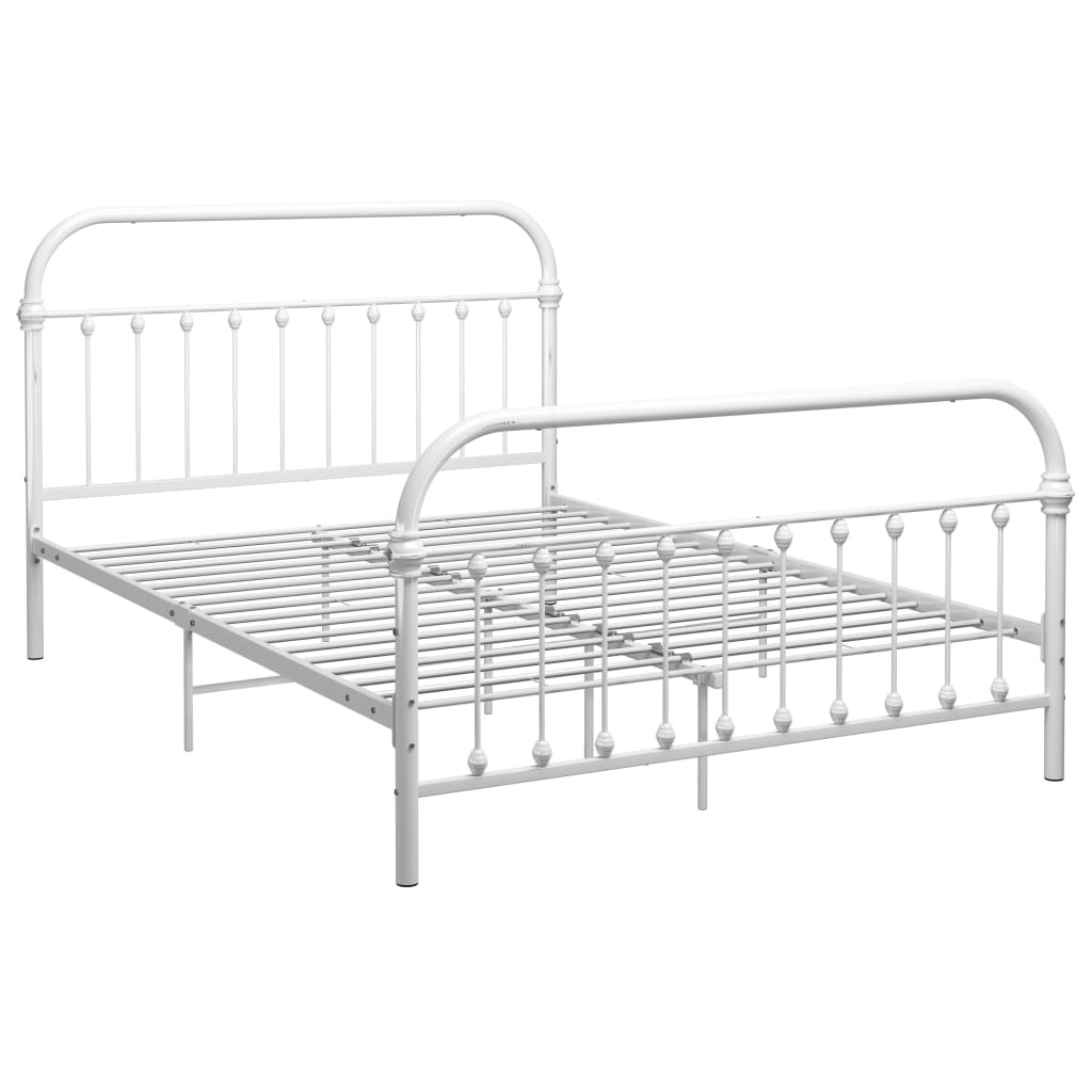 vidaXL Rama łóżka, biała, metalowa, 140 x 200 cm