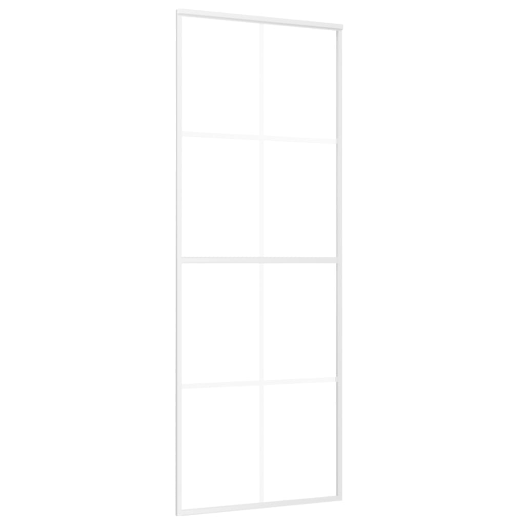 vidaXL Drzwi przesuwne, matowe szkło ESG i aluminium, 76x205 cm, białe