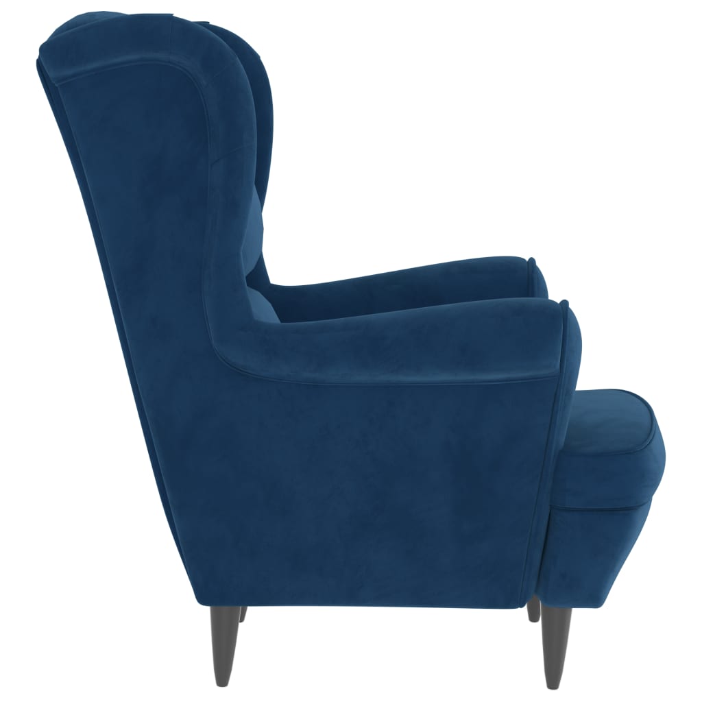vidaXL Fotel niebieski, aksamitny