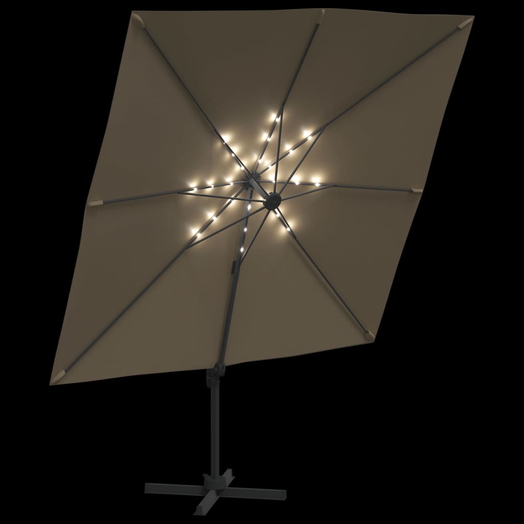 vidaXL Wiszący parasol z LED, kolor taupe, 400x300 cm