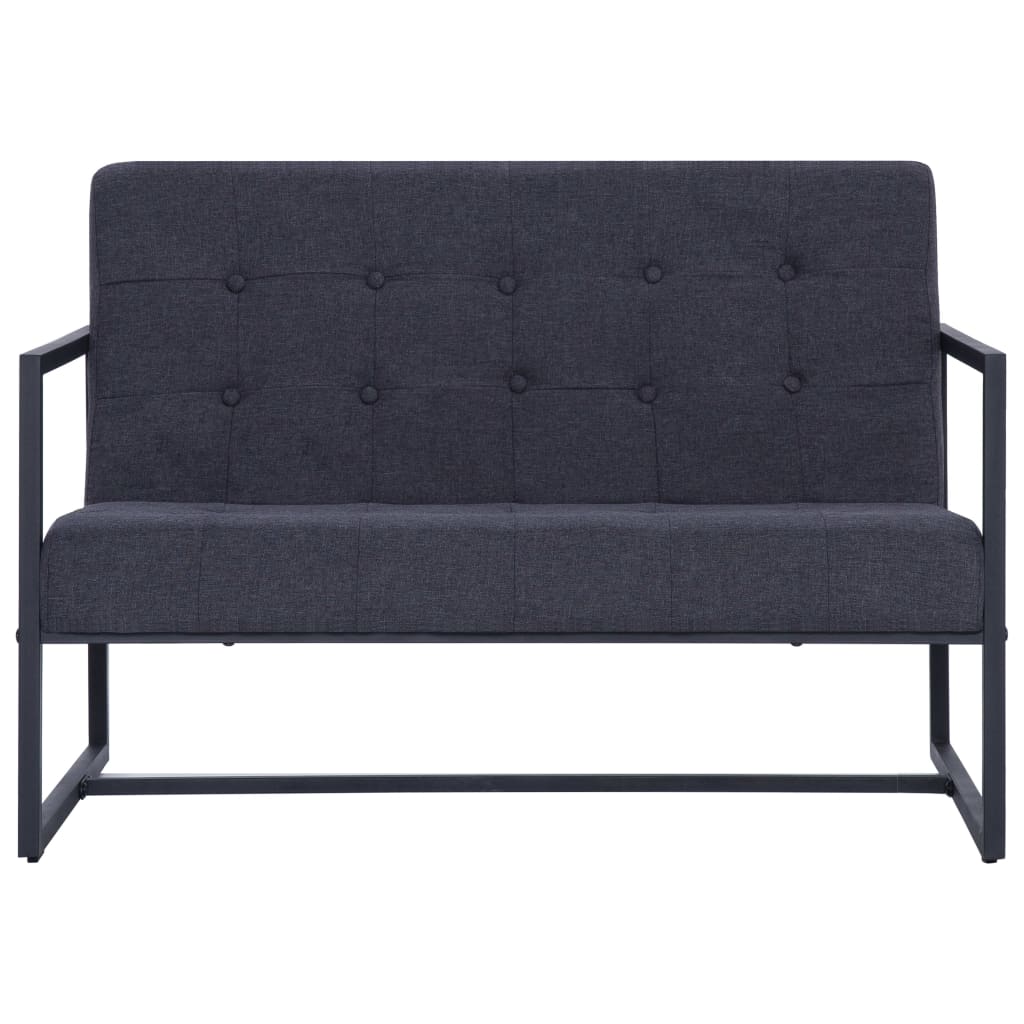 vidaXL 2-osobowa sofa z podłokietnikami, ciemnoszara, stal i tkanina