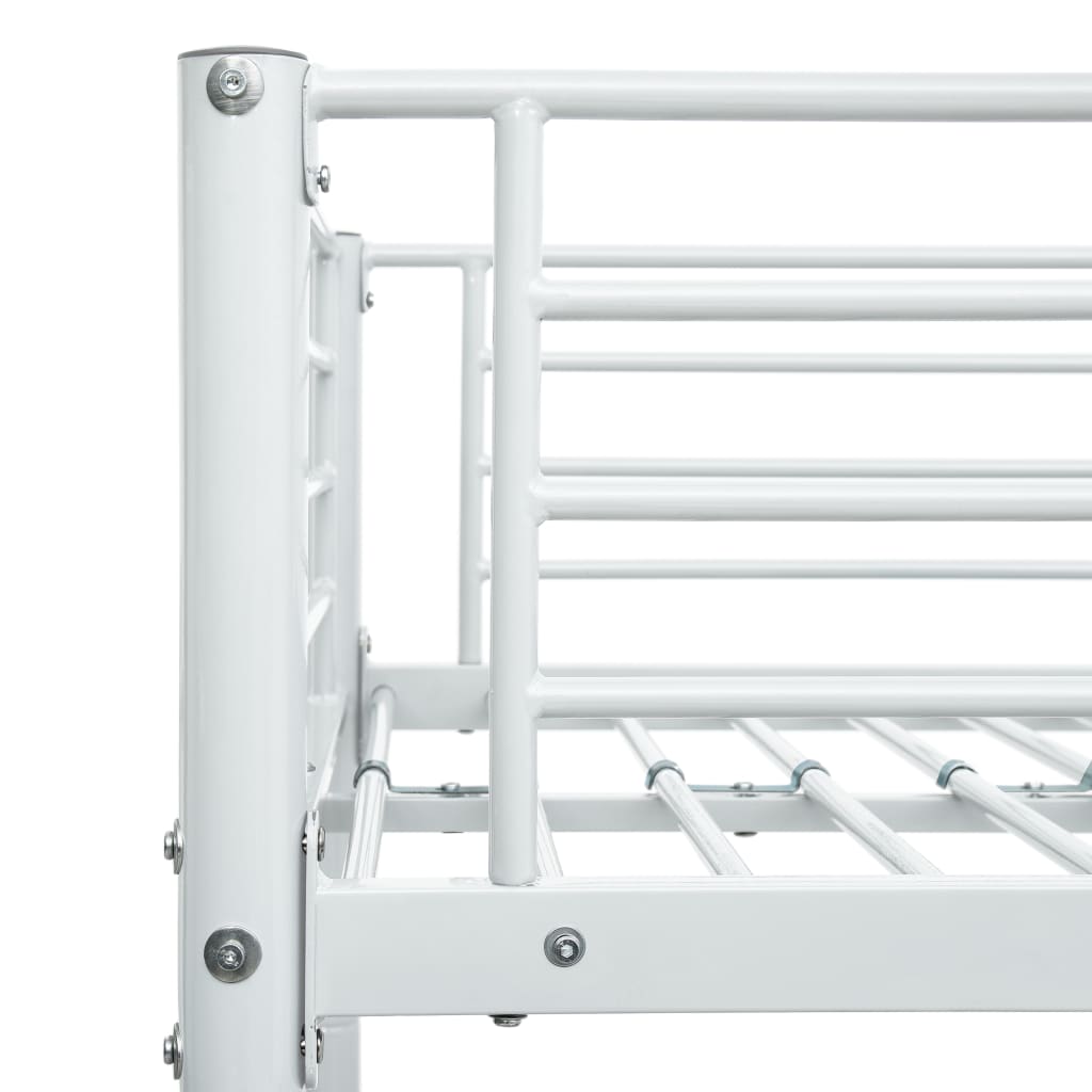 vidaXL Rama łóżka piętrowego, biała, metalowa, 140x200 cm/90x200 cm