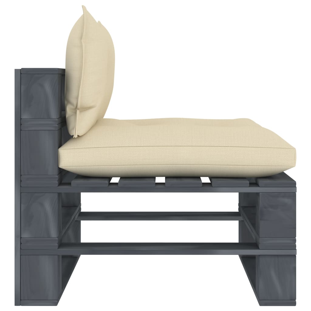 vidaXL Ogrodowe siedzisko z palet, z kremowymi poduszkami, drewniane