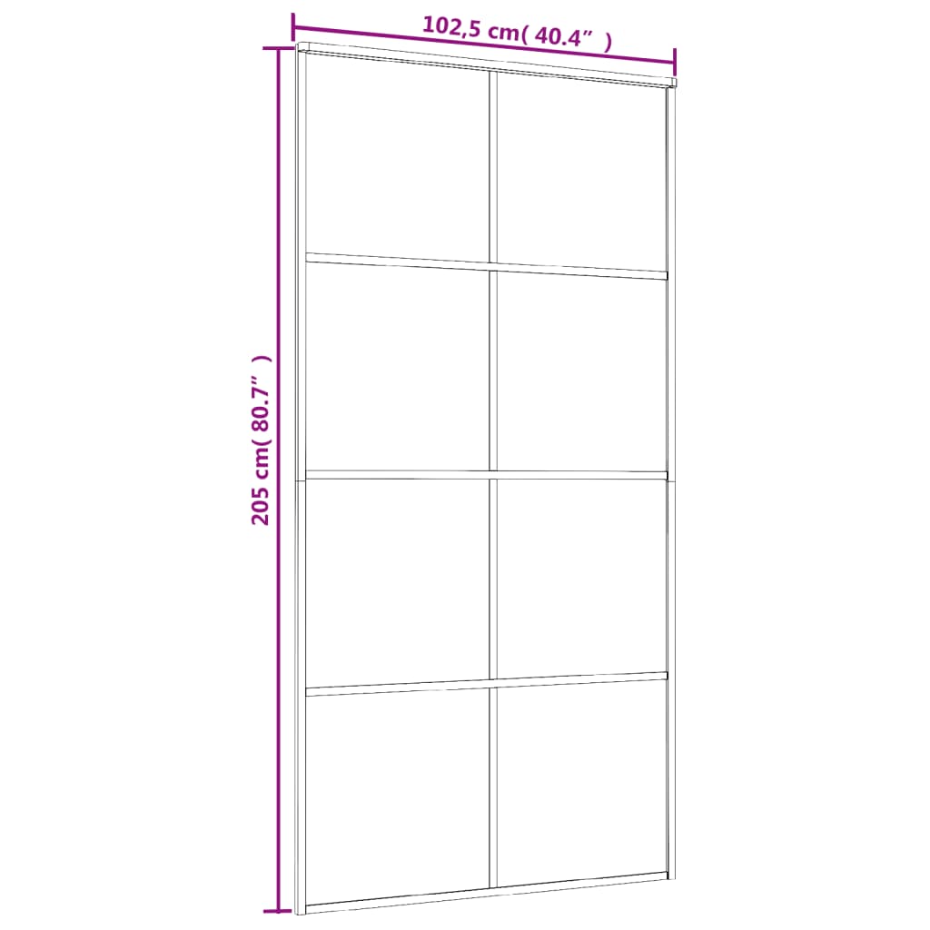vidaXL Drzwi przesuwne, aluminium i szkło ESG, 102,5x205 cm, czarne