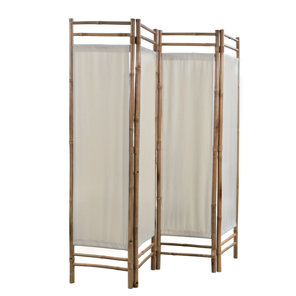 vidaXL 4-panelowy, składany parawan, bambus i płótno, 160 cm