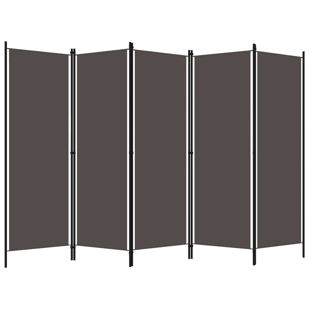 vidaXL Parawan 5-panelowy, antracytowy, 250 x 180 cm