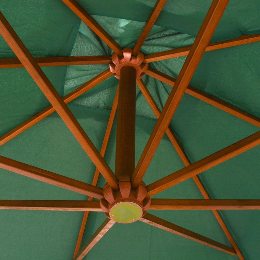 vidaXL Parasol ogrodowy wiszący, 300 x 300 cm, drewniany, zielony