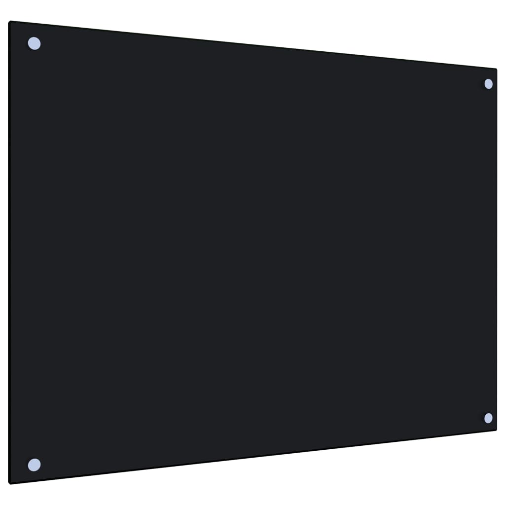 vidaXL Panel ochronny do kuchni, czarny, 80x60 cm, szkło hartowane