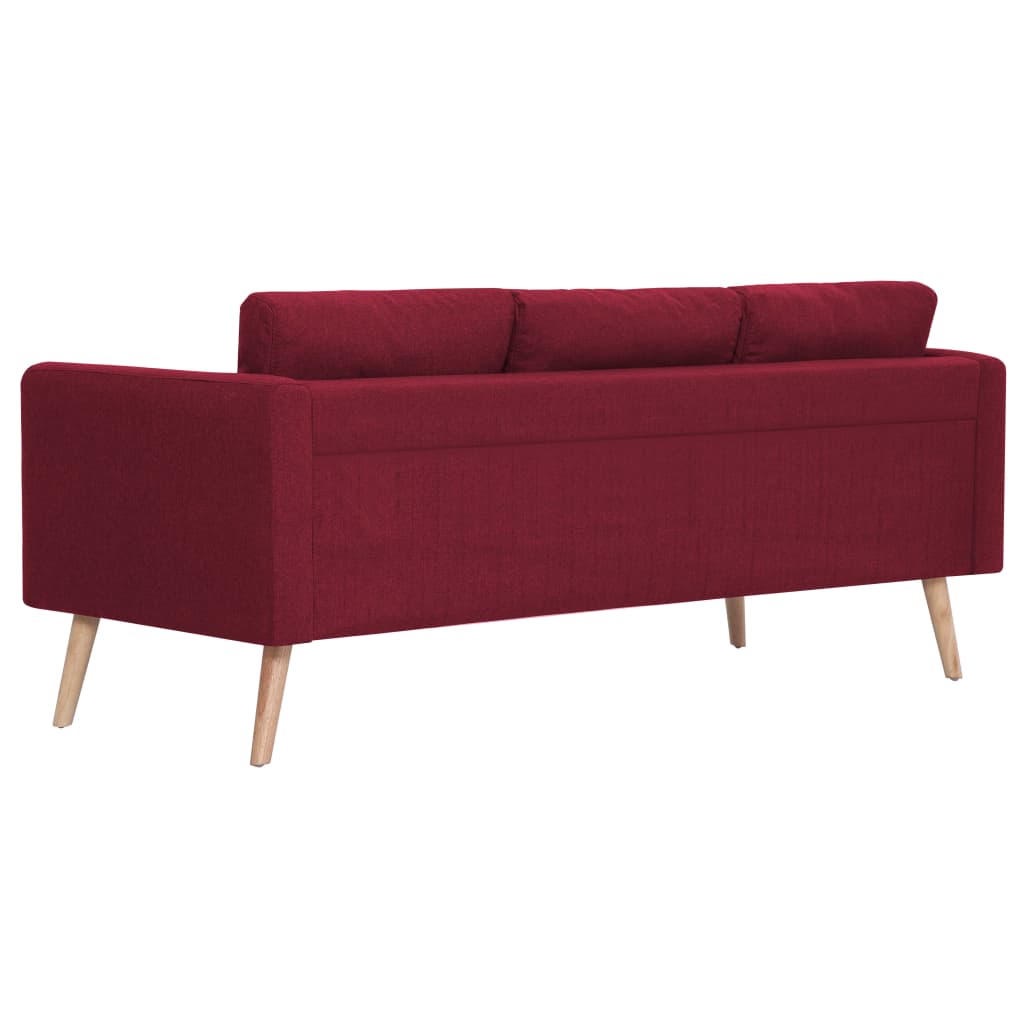 vidaXL Sofa 3-osobowa, tapicerowana tkaniną, kolor czerwonego wina
