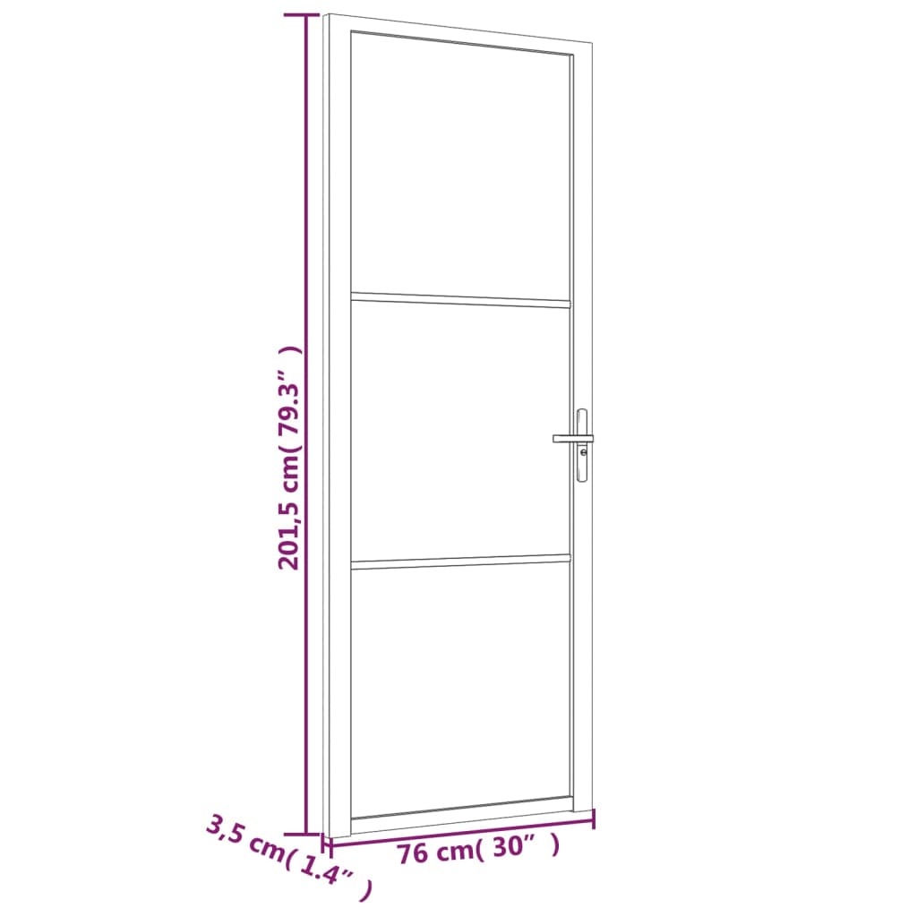 vidaXL Drzwi wewnętrzne, 76x201,5 cm, czarne, matowe szkło i aluminium